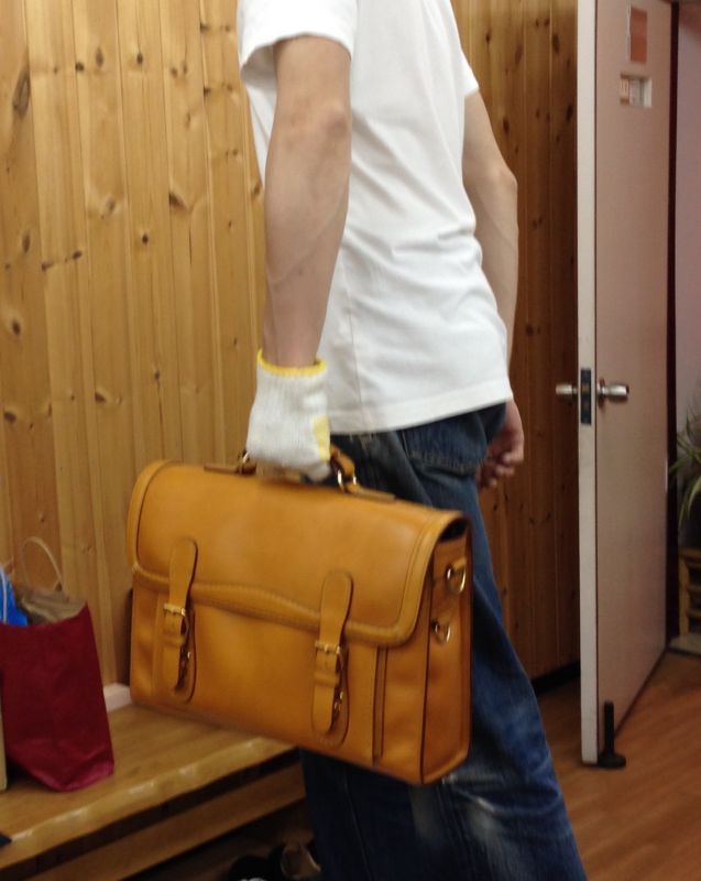 画像: 学生鞄風　手縫い　ブリーフケース